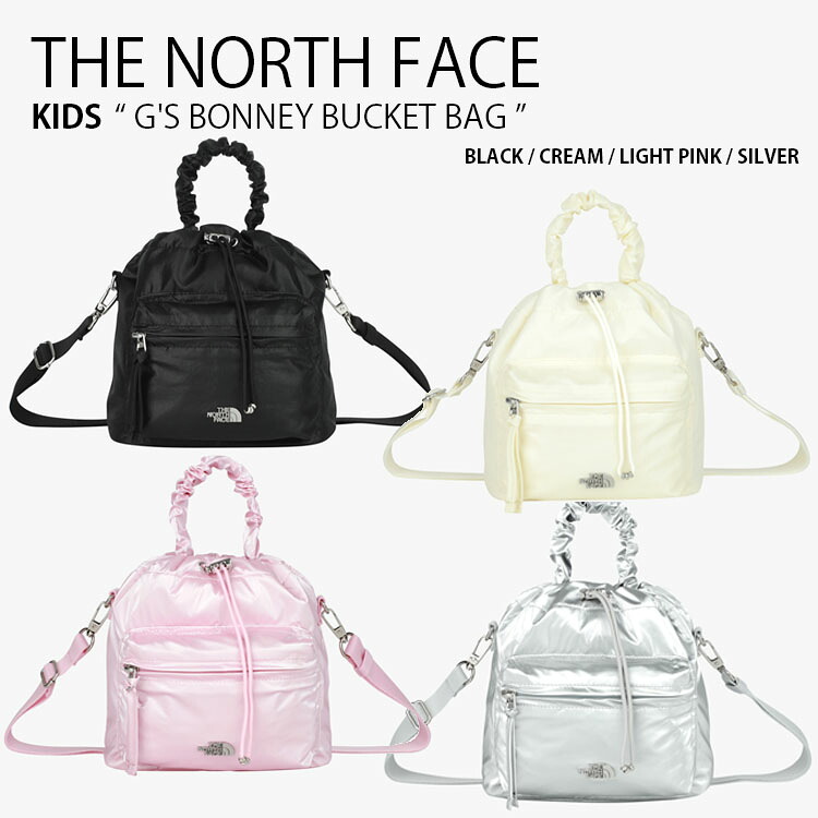THE NORTH FACE ノースフェイス キッズ ショルダーバッグ G'S BONNEY BUCKET BAG ガールズ ボニー バケット バッグ トートバッグ 巾着バッグ クロスバッグ ロゴ カジュアル ブラック アイボリー ピンク シルバー 子供用 男の子 女の子 NN2PS09R/S/T/U【中古】未使用品
