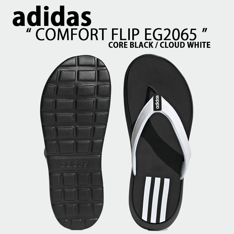 adidas アディダス 砂浜サンダル COMFORT FLIP SANDAL EG2065 コンフォートフリップ ビーサン BLACK WHITE シューズ 古典派音楽 黒いこと 白いこと メンズ レディース 成人男性用 亭主もち用 男女共用【中古】未当て嵌める品 靴-メンズ靴-ビーチサンダル