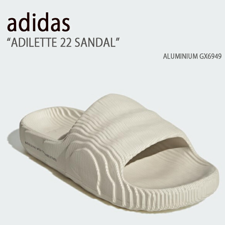 adidas アディダス サンダル 家庭用スリッパ ADILETTE 22 IVORY GX6950 アディレッタ 象牙色 ロゴタイプ 横すべりサンダル シャワーサンダル シューズ メンズ レディース 【中古】未当て嵌める品