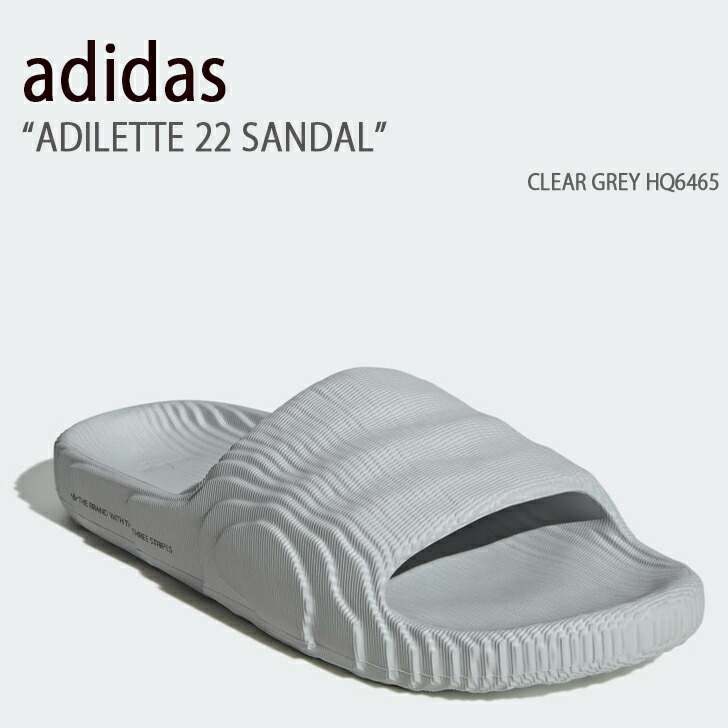 adidas アディダス サンダル 家庭用スリッパ ADILETTE 22 GREY HQ6465 アディレッタ 薄墨色 ロゴタイプ 横すべりサンダル シャワーサンダル シューズ メンズ レディース 【中古】未当て嵌める品
