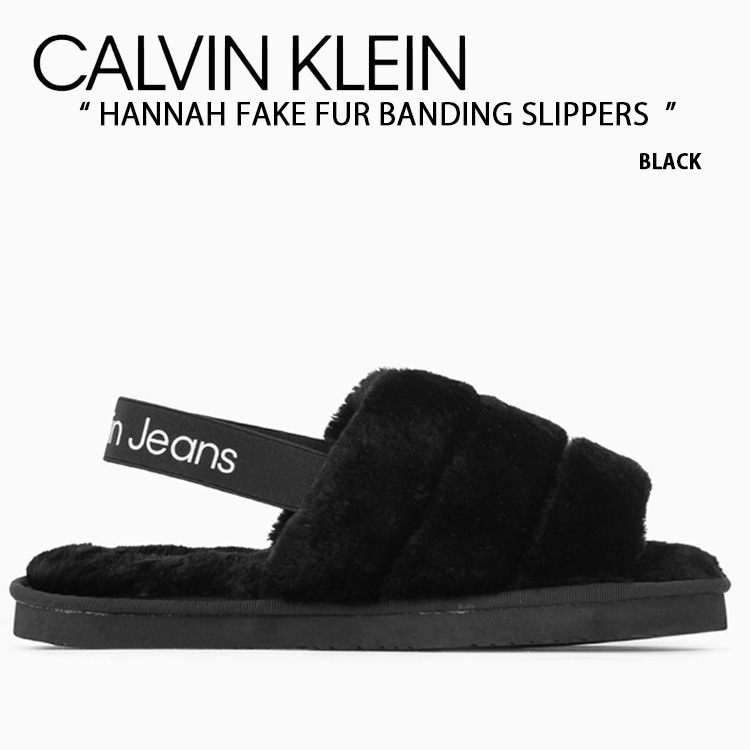 値引き Calvin Klein カルバンクライン サンダル HANNAH FAKE FUR