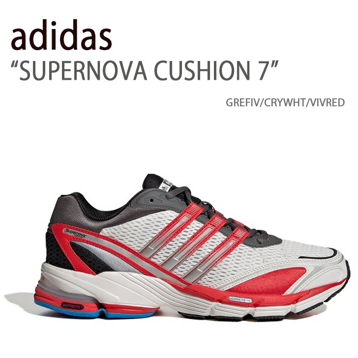 adidas アディダス スニーカー SUPERNOVA CUSHION 7 GREFIV CRYWHT VIVRED GW6786 スーパーノヴァ クッション7 レッド グレー ホワイト メンズ 男性用 【中古】未使用品