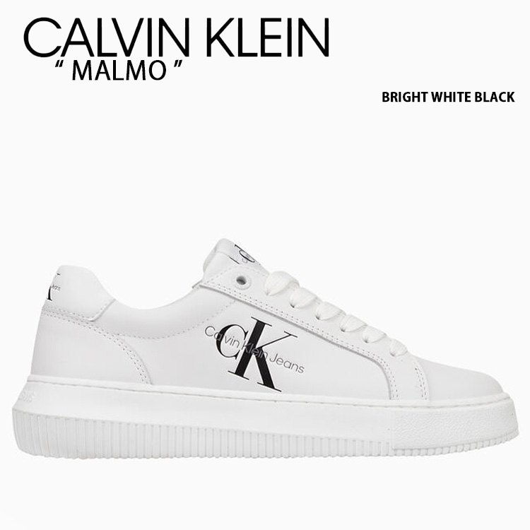 【CKロゴ】カルバンクライン レザースニーカー ユニセックス 24cm 総ロゴ Calvin Klein (カルバンクライン) フェイクレザー ロゴ レース