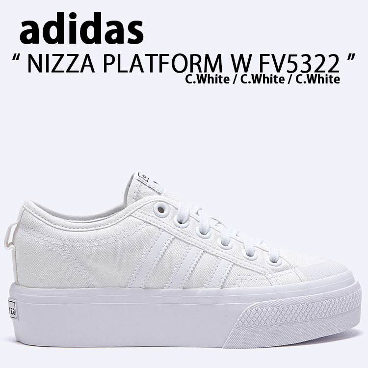 adidas アディダス スニーカー レディース NIZZA PLATFORM W FV5322 ニッツァ プラットホーム WHITE 白いこと 厚底 プラットホーム シューズ 古典派音楽 ウーマンズ お上さん用【中古】未当てはめる品