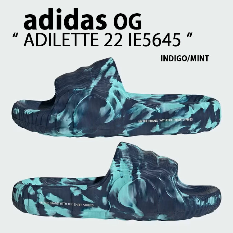 adidas originals アディダス サンダル ADILETTE 22 SLIDE SANDAL ネイビー マーブル INDIGO MINT IE5645 アディレッタ スライドサンダル シャワーサンダル 一体型 インディゴ ミント シューズ ポリゴン メンズ レディース【中古】未使用品