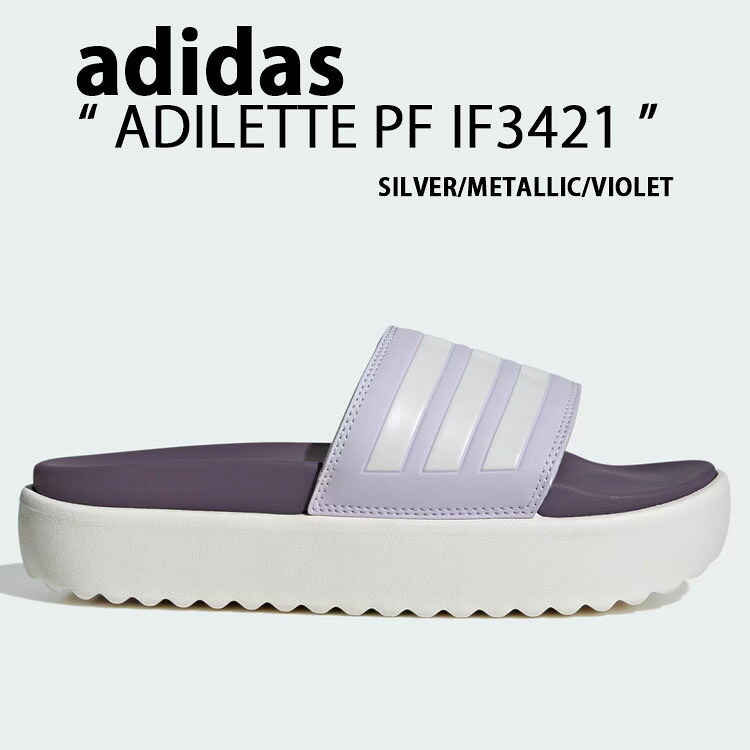 adidas アディダス 厚底 サンダル ADILETTE PLATFORM IF3421 プラットフォームサンダル SILVER METALLIC VIOLET スリッパ シャワーサンダル 厚底サンダル シルバー メタリック バイオレット メンズ レディース【中古】未使用品｜セレクトショップ a-clo