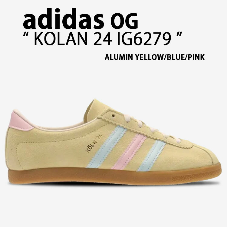 adidas originals アディダス レディース スニーカー KOLN 24 IG6279 ケルン UEFA EURO 2024 YELLOW BLUE PINK シューズ スエード ガムラバーソール ニュアンスカラー イエロー ブルー ピンク【中古】未使用品｜セレクトショップ a-clo