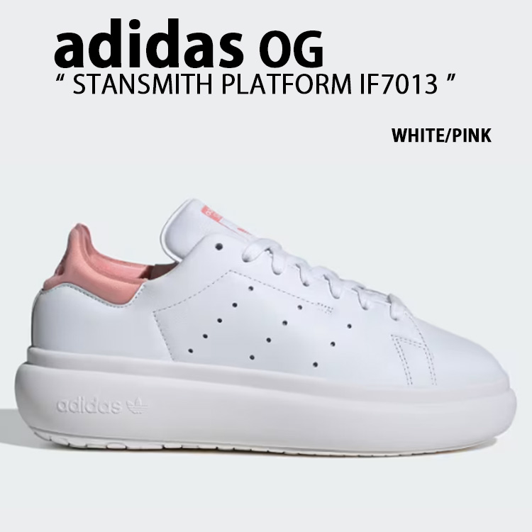 adidas originals アディダス スニーカー 厚底 STANSMITH PLATFORM IF7013 立場為損ない プラットホーム CLOUD WHITE SEMI PINK SPARK 厚底シューズ 本革 なめし革 クラウドホワイト セミピンクスパーク レディース メンズ【中古】未当て嵌める品 レディース靴-スニーカー-靴