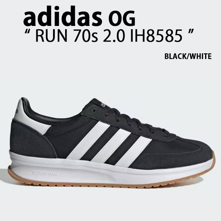 adidas originals アディダス スニーカーRUN 70s 2.0 IH8585 BLACK WHITE シューズ ブラック ホワイト メンズ レディース【中古】未使用品