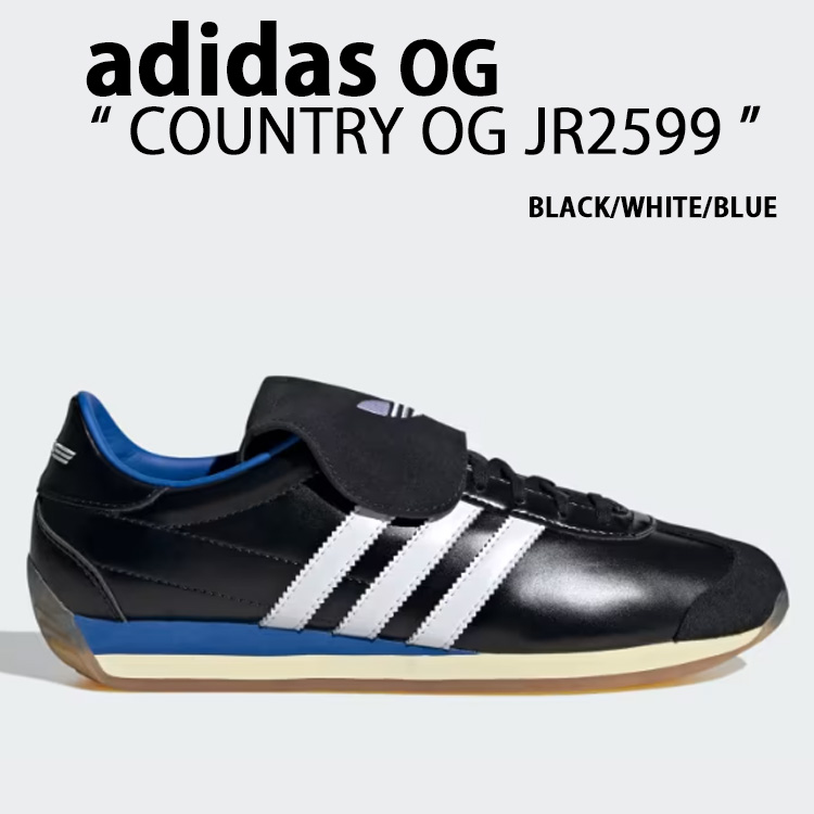 adidas Originals アディダス オリジナルス スニーカー COUNTRY OG JR2599 BLACK WHITE BLUE カントリー カントリー OG 黒いこと 白いこと 青味 メンズ レディース【中古】未当てはめる品