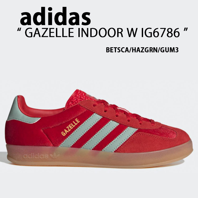 adidas アディダス スニーカー GAZELLE INDOOR W IG6786 BETA SCARLET HAZY GREEN GUM ガゼル インドア ウィメンズ シューズ もっと良いスカーレット ヘイジーグリーン チュインガム レディース【中古】未当て嵌める品