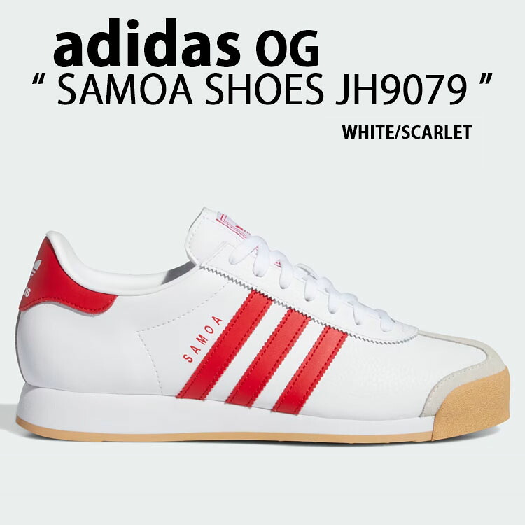 adidas originals アディダス スニーカー SAMOA SHOES JH9079 サモア WHITE SCARLET シューズ スエードクロスアッパー 本革 白いこと スカーレット 中庭系 Tトゥ メンズ レディース【中古】未当て嵌める品