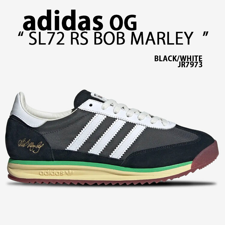 adidas originals アディダス スニーカー SL72 RS BOB MARLEY ボブマーリー JR7973 シューズ BLACK WHITE ナイロン スエード テラス系 T-トゥ コラボ ブラック ホワイト メンズ レディース【中古】未使用品|セレクトショップ a-clo