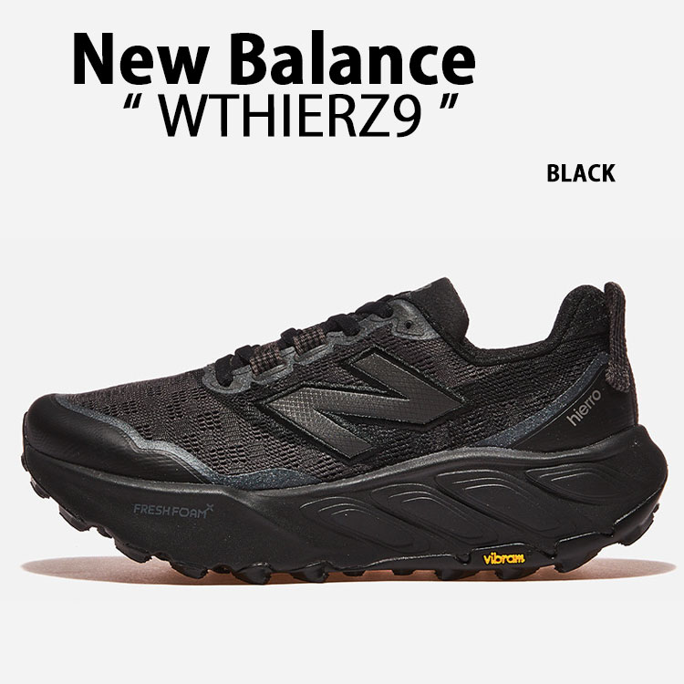 New Balance ニュー平衡にする スニーカー FRESH FOAM X HIERRO V9 BLACK WTHIERZ9 生新しい質問用紙 X 主人公 V9 黒いこと Vibram ビブラムソール 駈けっくらシューズ レディース お上さん用【中古】未当て嵌める品