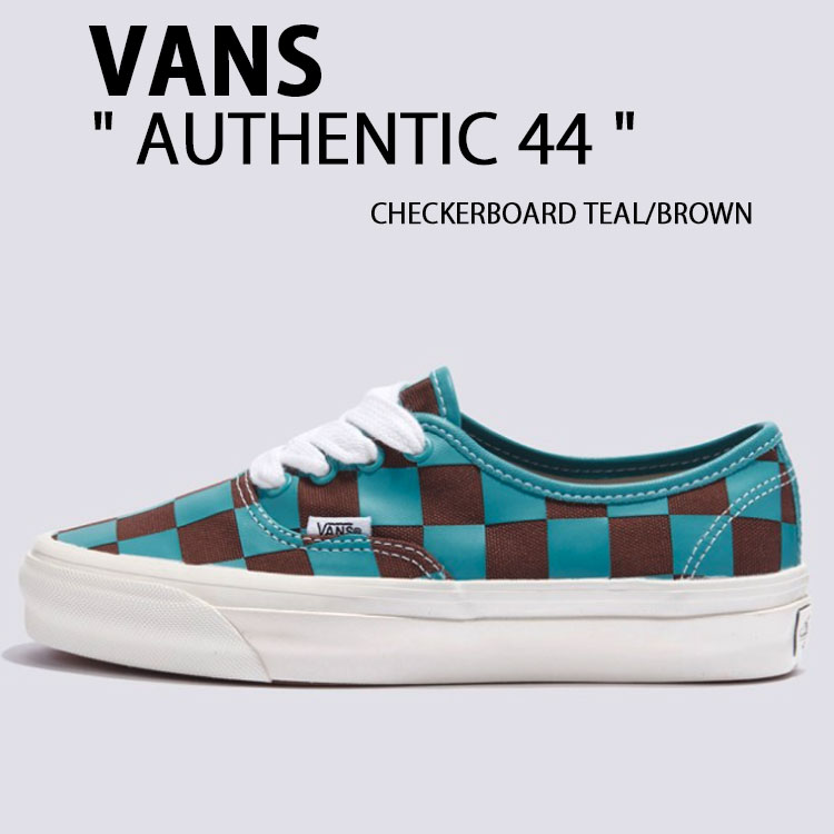 VANS バンズ スニーカー AUTHENTIC 44 CHECKERBOARD TEAL BROWN VN000D5KERD オーセンティック 44 チェッカーゲーム盤 ティール 赤銅色 シューズ 自然的色つや メンズ レディース 成人男性用 亭主もち用