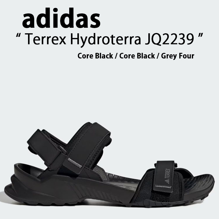adidas アディダス スポーツサンダル Terrex Hydroterra Sandals テレックス ハイドロテラ サンダル JQ2231 Core Black / Core Black / Grey Four サイズ調整 ストラップサンダル メンズ レディース【中古】未使用品