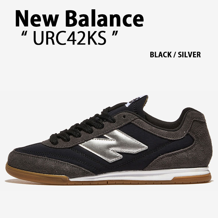 New Balance ニュー平衡にする スニーカー URC42KS BLACK SILVER シューズ NewBalance42 黒いこと しろがね色 スエードクロス メンズ レディース【中古】未当てはめる品