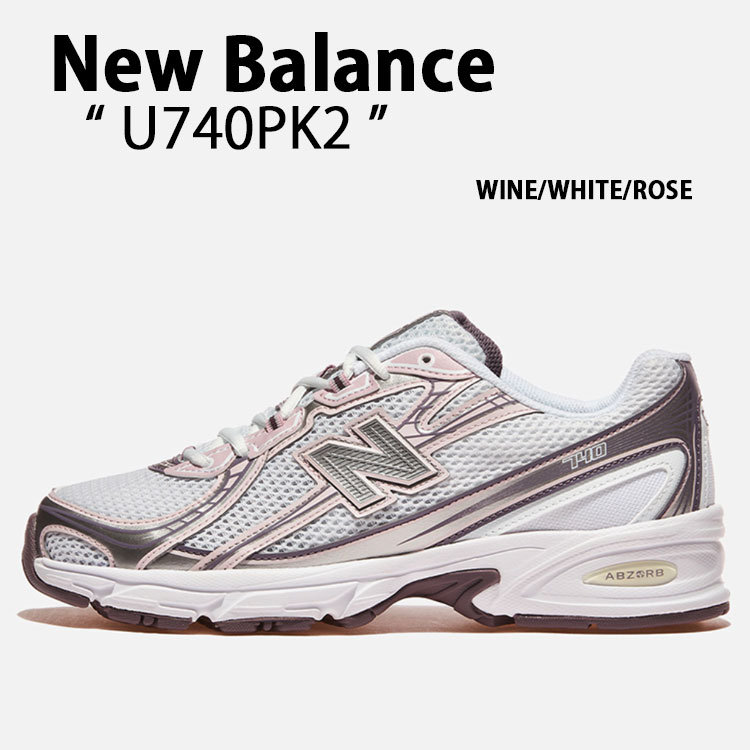 New Balance ニュー平衡にする スニーカー U740PK2 WHITE PINK SILVER シューズ NewBalance740 白いこと サクラ色 しろがね色 メッシュ メンズ レディース【中古】未当てはめる品