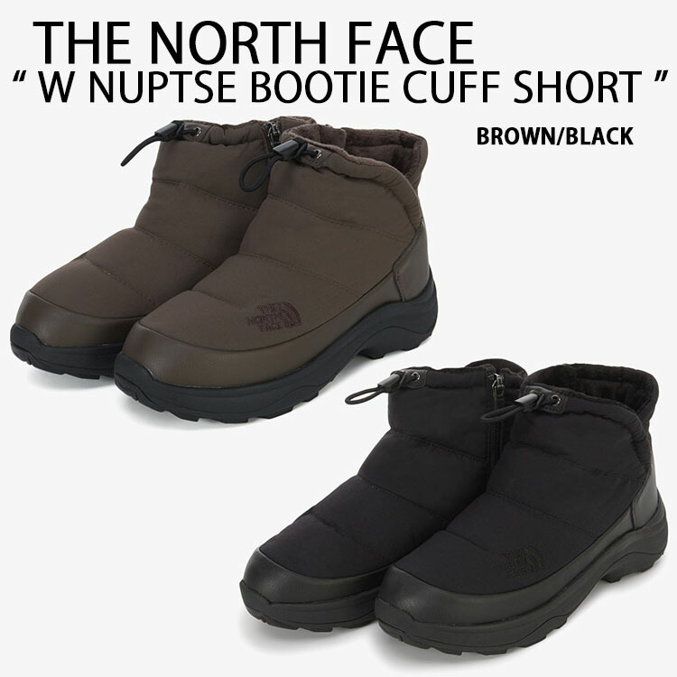 THE NORTH FACE 北の方人間の顔 落ちこむブーツ 遊撃手ブーツ W NUPTSE BOOTIE CUFF SHORT ブーティ カフブーツ BROWN BLACK ファスナー 外履き ウィンターブーツ 赤銅色 黒いこと NS87R58A/B【中古】未当て嵌める品