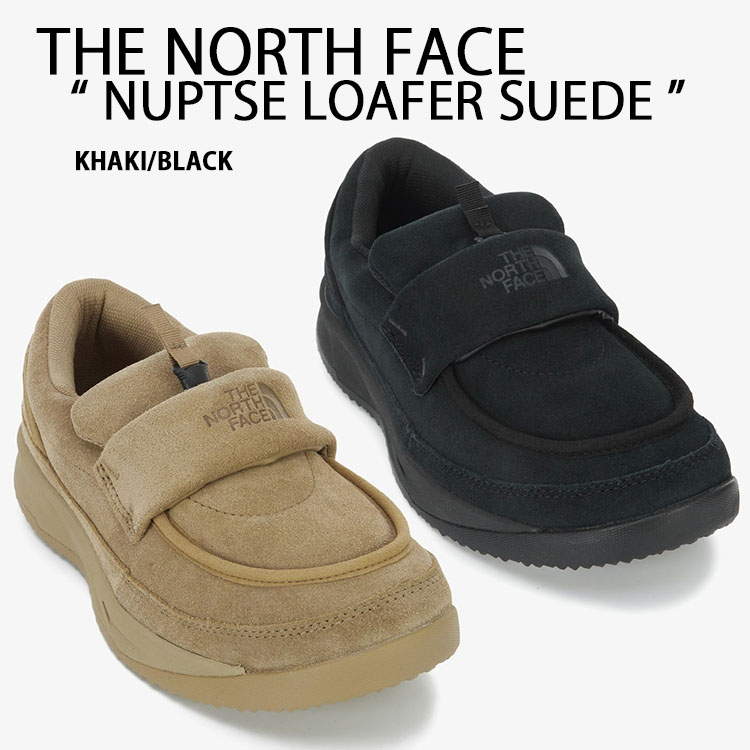 THE NORTH FACE 北の方人間の顔 置き目毛革 NUPTSE LOAFER SUEDE ヌプシローファー スエードクロス KHAKI BLACK スウェード シューズ 黒いこと カーキ メンズ レディース NS94R52A/B【中古】未当て嵌める品 レディース靴-ローファー