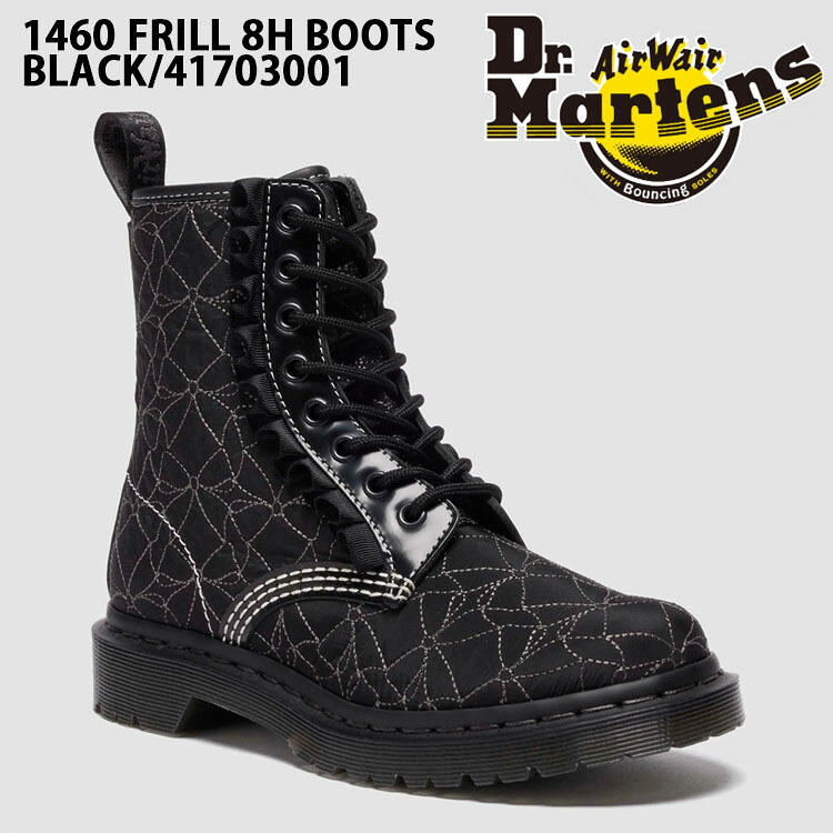 Dr.Martens 御医者さんマーチン レディース スピード競技引きあげる ブーツ 1460 FRILL 8H BOOTS BLACK 41703001 フラウンス 8広座敷ブーツ 遊撃手ブーツ 黒いこと なめし革ブーツ ラバーソール【中古】未当て嵌める品 ブーツ-靴