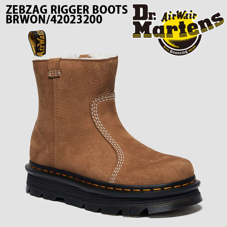 Dr.Martens 御医者さんマーチン レディース ブーツ Zebzag Rigger Boots BROWN 42023200 ジェブジャックリーガーブーツ 遊撃手ブーツ 赤銅色 なめし革ブーツ ラバーソール【中古】未当て嵌める品 その他-靴-ブーツ