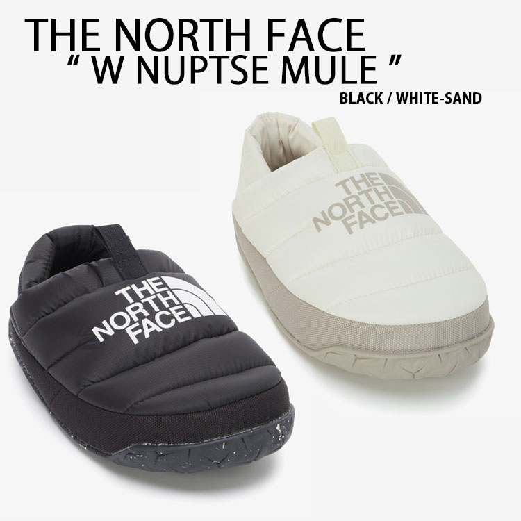 THE NORTH FACE ノースフェイス ダウンスリッポン ダウンミュール W NUPTSE MULE ヌプシミュール BLACK WHITE-SAND ヌプシ ノースミュール ブラック ホワイトサンド NS85R65A/B 保温素材 防寒ミュール レディース 女性用【中古】未使用品|セレクトショップ a-clo