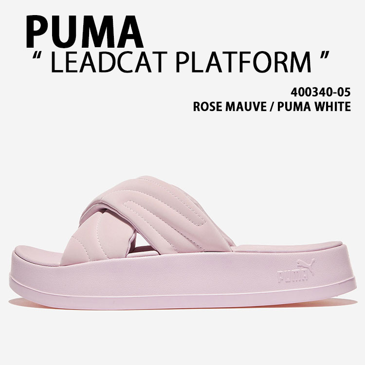 PUMA ピューマ レディース サンダル LEADCAT PLATFORM 400340-05 シューズ リードキャット プラットホーム シャワー横すべり 家庭用スリッパ MAUVE WHITE モーブ 白いこと お上さん用【中古】未当て嵌める品