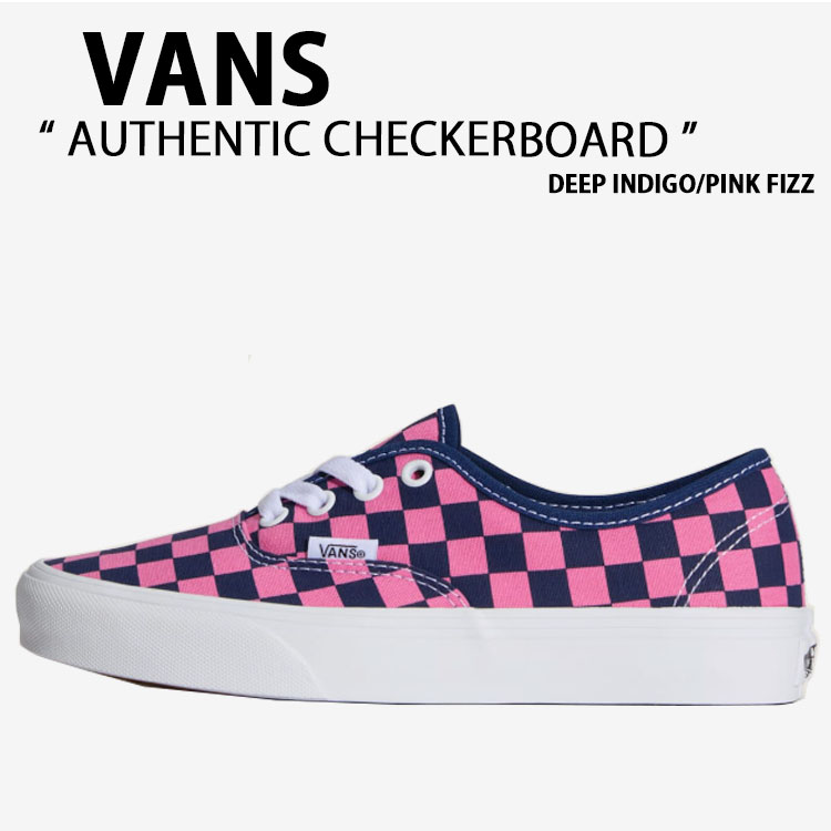 VANS バンズ スニーカー AUTHENTIC CHECKERBOARD DEEP INDIGO PINK FIZZ VN000EAD1VZ オーセンティック チェッカーボード ディープ インディゴ ピンク フィズ 男性用 女性用