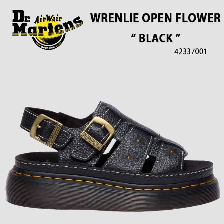 Dr.Martens お医者さんマーチン レディース サンダル WRENLIE OPEN TOE FLOWER SANDAL 42337001 シューズ レンリー オープントゥ お花サンダル フィッシャーマン ガムソール BLACK【中古】未当てはめる品