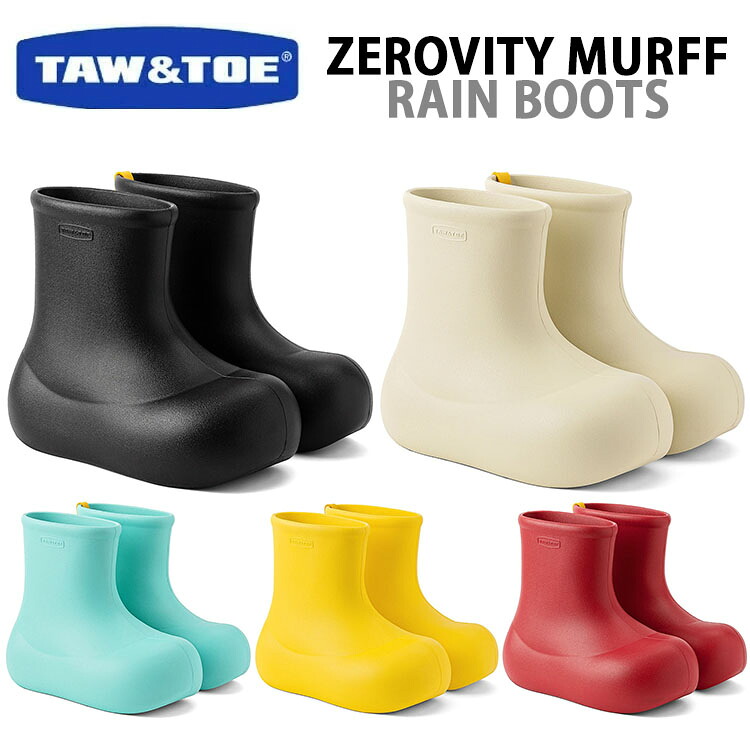 TAW & TOE トー&トー レインブーツ 長靴 ZEROVITY MURFF セロビティマーフ BLACK CREAM YELLOW RED MINT 撥水 耐水ブーツ 疲労防止 柔らか 軽量ブーツ 雨靴 レインシューズ メンズ レディース|セレクトショップ a-clo