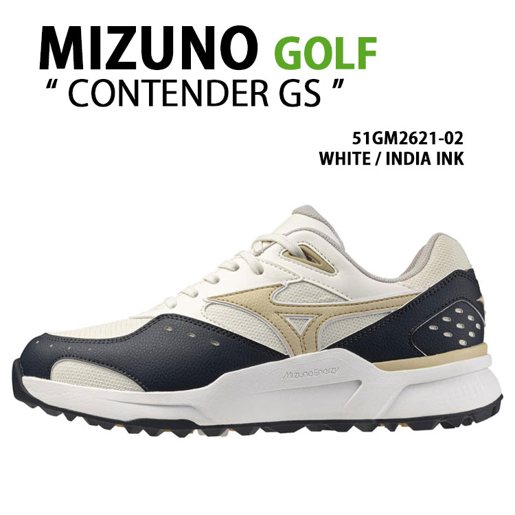 Mizuno ミズノ ゴルフスニーカー CONTENDER GS シューズ コンテンダーGS ゴルフシューズ スパイクレス WHITE ホワイト INDIA INK インディアインク メンズ レディース 51GM2621-02|セレクトショップ a-clo