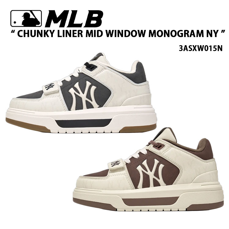 MLB エムエルビー CHUNKY LINER MID WINDOW MONOGRAM NY シューズ チャンキーライナー ミッド ウィンドウ モノグラム ニューヨークヤンキース Yankees 厚底スニーカー ミッドカット メンズ レディース 3ASXW015N｜セレクトショップ a-clo 29,178円