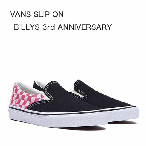 VANS ヴァンズ スニーカー バンズ SLIPON BILLYS 3rd ANNIVERSARY バンズ ビリーズ スリッポン ピンク V98R チェッカーボード