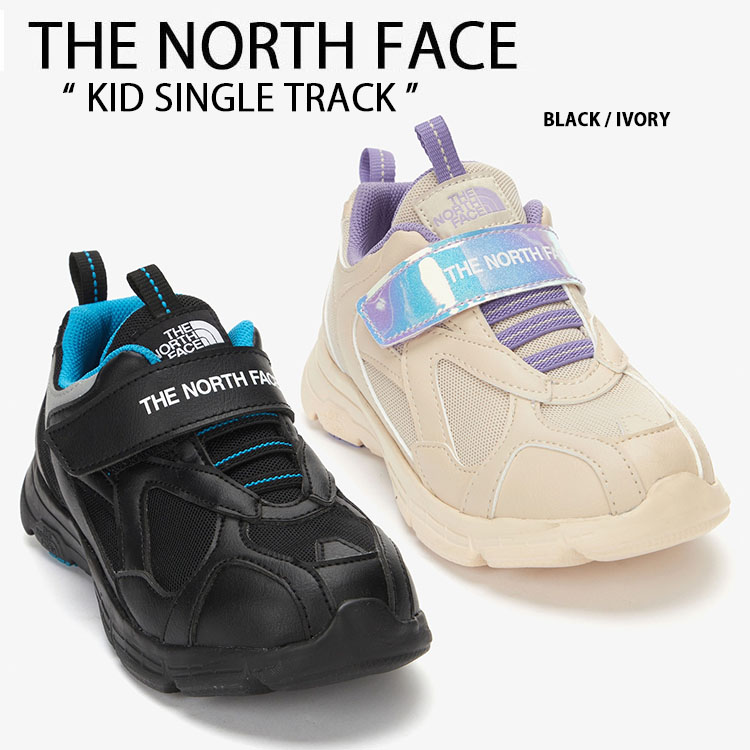 THE NORTH FACE ノースフェイス キッズ シューズ KID SINGLE TRACK ベルクロ マジックテープ キッズスニーカー スニーカー ロゴ ブラック アイボリー レインボー 男の子 女の子 子供用 NS96N05A/C【中古】未使用品