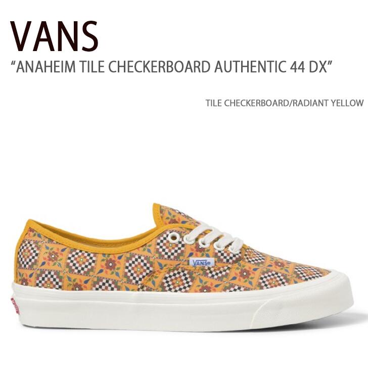 VANS バンズ スニーカー ANAHEIM TILE CHECKERBOARD AUTHENTIC 44 DX TILE CHECKERBOARD RADIANT YELLOW アナハイムタイルチェッカーボードオーセンティック44デラックス イエロー シューズ メンズ レディース VN0A5KX4AXA1