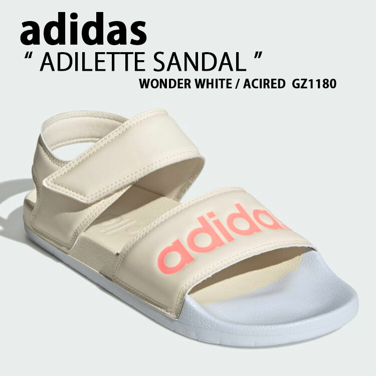 adidas アディダス サンダル スポーツサンダル レディース ADILETTE SANDAL アディレッタ CREAM GZ1180 サイズ調整 ロゴ スポサン ストラップ ヒールストラップ クリーム シューズ ウーマンズ 女性用【中古】未使用品