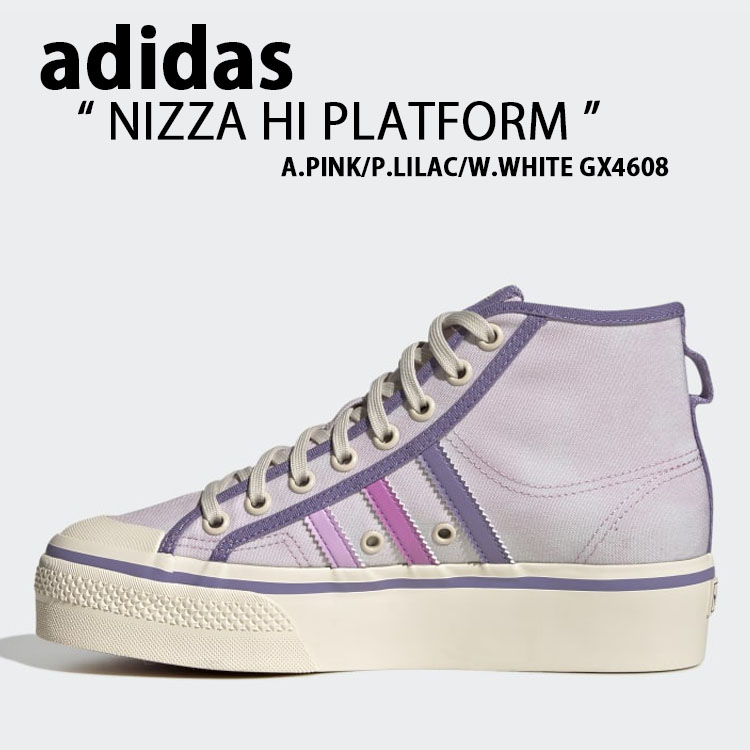 adidas アディダス スニーカー レディース NIZZA PLATFORM MID W GX4608 ニッツァ ハイ プラットフォーム PINK  LILAC WHITE ピンク ライラック ホワイト 厚底 厚底スニーカー シューズ クラシック ウーマンズ 女性用【中古】未使用品｜セレクトショップ  