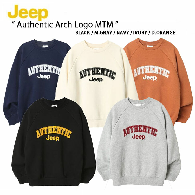 Jeep ジープ スウェット トレーナー AUTHENTIC ARCH LOGO MTM SWEAT オーセンティック アーチロゴ ルーズフィット ルーズシルエット カレッジロゴ ブラック グレー ネイビー アイボリー オレンジ メンズ レディース JM5TSU844