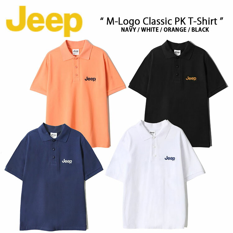 Jeep ジープ ポロシャツ ポロ M-Logo Classic PK T-shirt POLO ロゴ バックプリント 半袖 ショートスリーブ シンプル ベーシック ブラック ホワイト ネイビー オレンジ メンズ レディース 男女共用 JN5TSU171