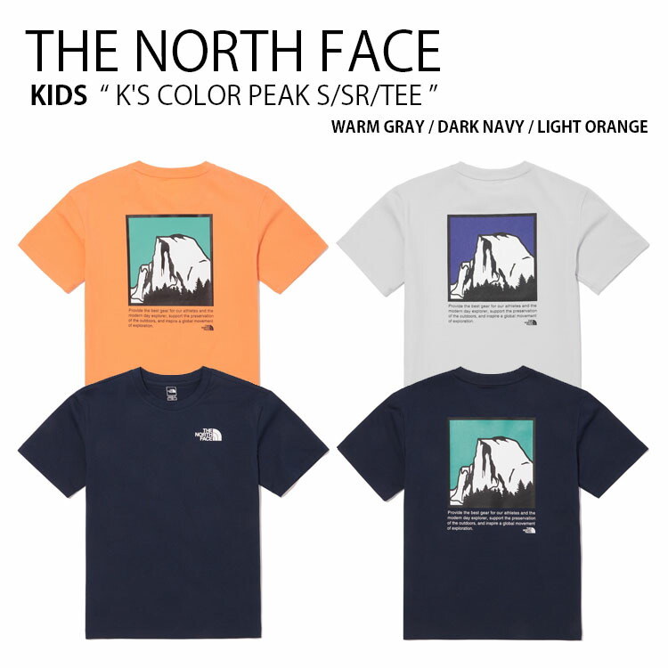 THE NORTH FACE ノースフェイス キッズ Tシャツ K'S COLOR PEAK S/SR/TEE カラー ピーク ショートスリーブ ティーシャツ ロゴ 半袖 カットソー ルーズフィット グレー ネイビー オレンジ 男の子 女の子 NT7UN15S/T/U【中古】未使用品
