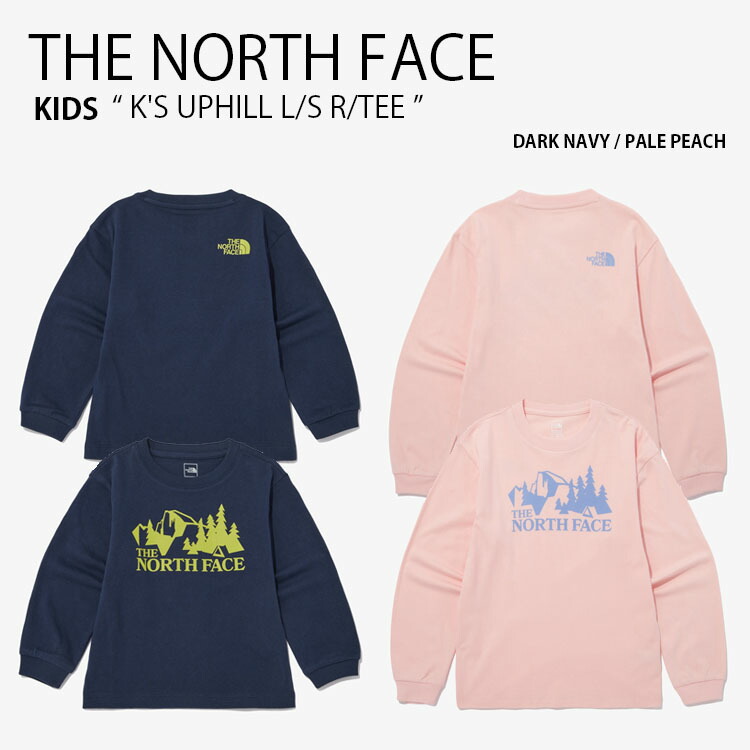 THE NORTH FACE 北の方人間の顔 キッズ ロンT K\u0027S UPHILL L/S R/TEE 引きあげる吸血鬼 ロング捩り 紅茶プルオーバー 長袖 プルオーバー カットソー 労働者の一団のど首 ラウンドのど首 ロゴタイプ 米国海軍 サクラ色  赤ちゃん用 NT7TN52S/U【中古】未当て嵌める品
