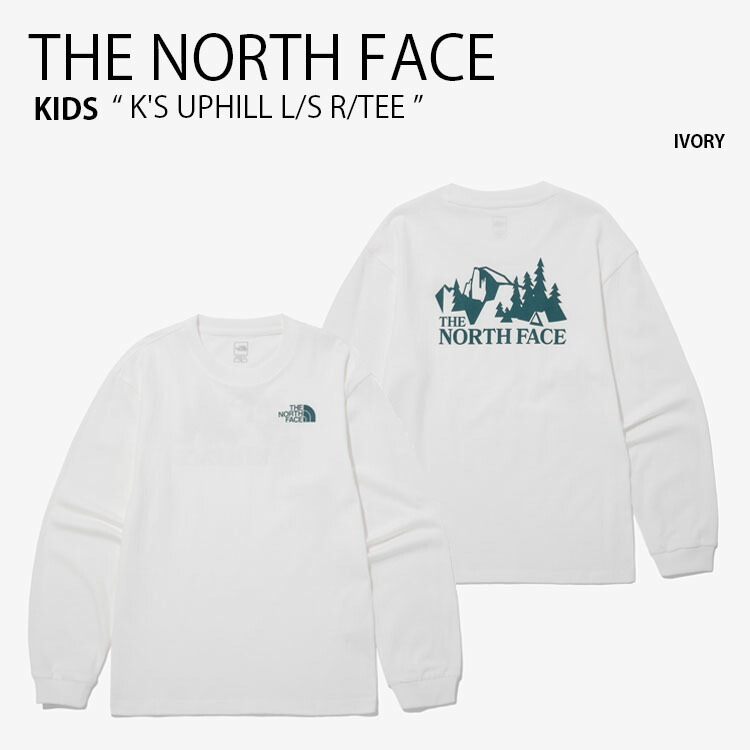 THE NORTH FACE ノースフェイス キッズ ロンT K'S UPHILL L/S R/TEE アップヒル ロングスリーブ ティーシャツ 長袖 Tシャツ カットソー クルーネック ラウンドネック ロゴ アイボリー 男の子 女の子 子供用 NT7TN52T【中古】未使用品