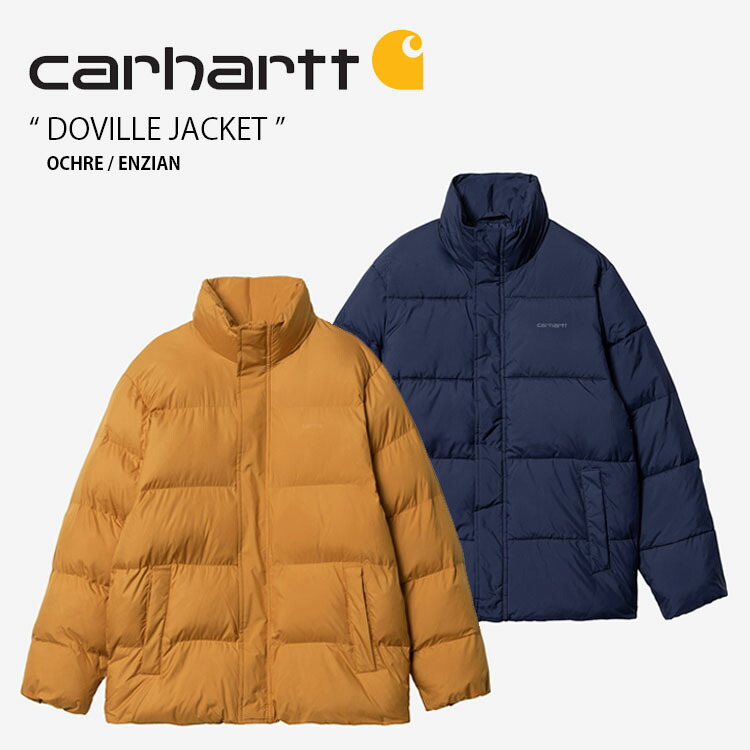 CARHARTT カーハート パディングジャケット DOVILLE JACKET ドービル ジャケット スタンドネック ハイネック オークル ネイビー ロゴ ストリート カジュアル メンズ レディース CA22FWJAJH【中古】未使用品