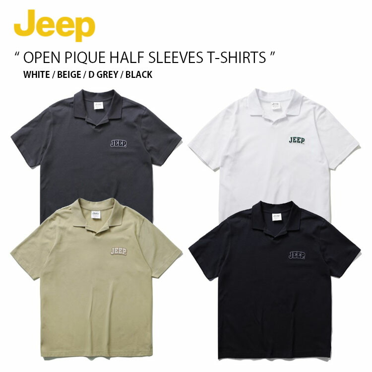 Jeep ジープ Tシャツ OPEN PIQUE HALF SLEEVES T-SHIRTS オープン ピケ ハーフ スリーブ ティーシャツ 半袖 カットソー プルオーバー ホワイト ベージュ グレー ブラック カジュアル ストリート メンズ レディース 男性用 女性用 男女共用 JO5TSU152