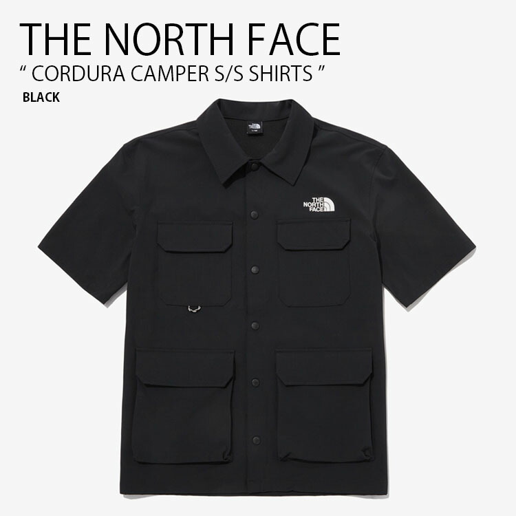 THE NORTH FACE ノースフェイス カジュアルシャツ CORDURA CAMPER S/S SHIRTS コーデュラ キャンパー ショートスリーブ シャツ ナイロンシャツ 半袖 ロゴ カジュアル ストリート ブラック メンズ レディース 男性用 女性用 男女共用 NH8SP01A【中古】未使用品