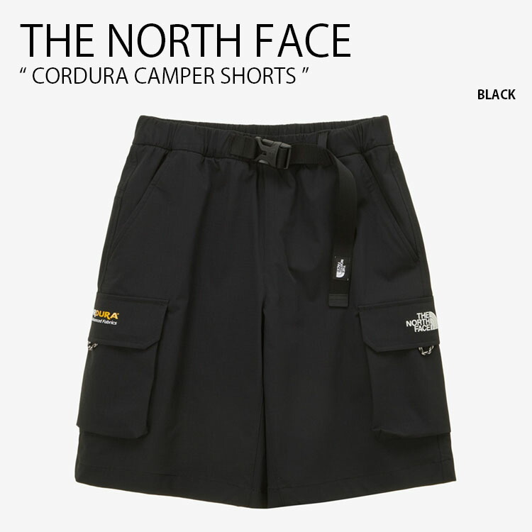 THE NORTH FACE ノースフェイス ショートパンツ CORDURA CAMPER SHORTS コーデュラ キャンパー ショーツ パンツ カーゴパンツ 半ズボン ロゴ カジュアル ストリート アウトドア ブラック メンズ レディース 男性用 女性用 男女共用 NS6NP06A【中古】未使用品