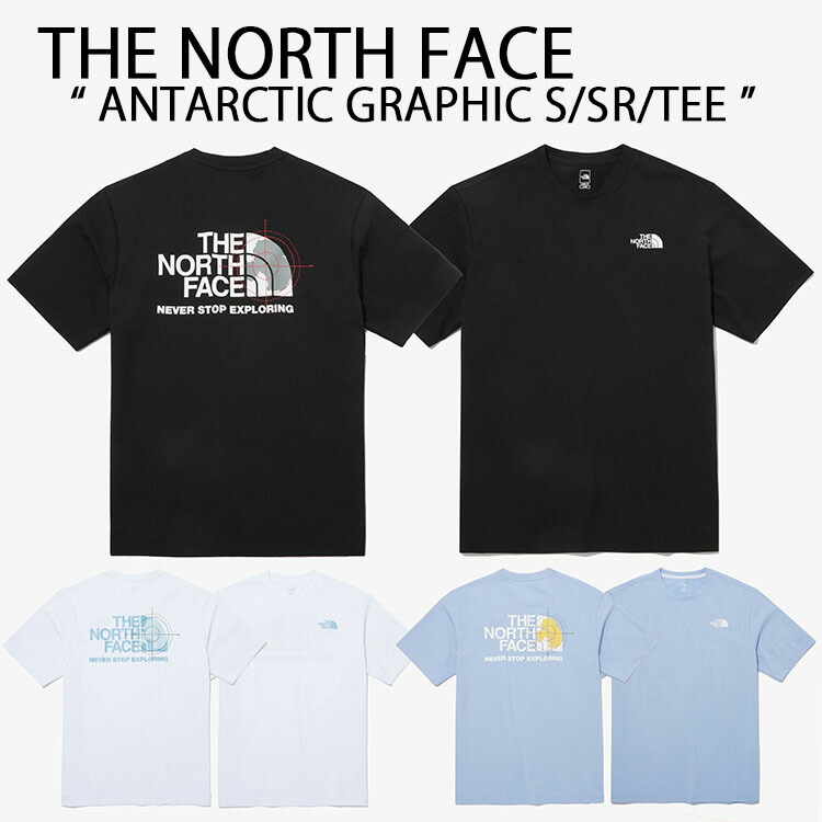 THE NORTH FACE ノースフェイス Tシャツ ANTARCTIC GRAPHIC S/SR/TEE EXPEDITION NSEバッググラフィック ロゴ デザイン BLACK WHITE BLUE 半袖 ルーズフィット ゆったりサイズ ブラック ホワイト ブルー メンズ レディース NT7UP10A/B/C【中古】未使用品