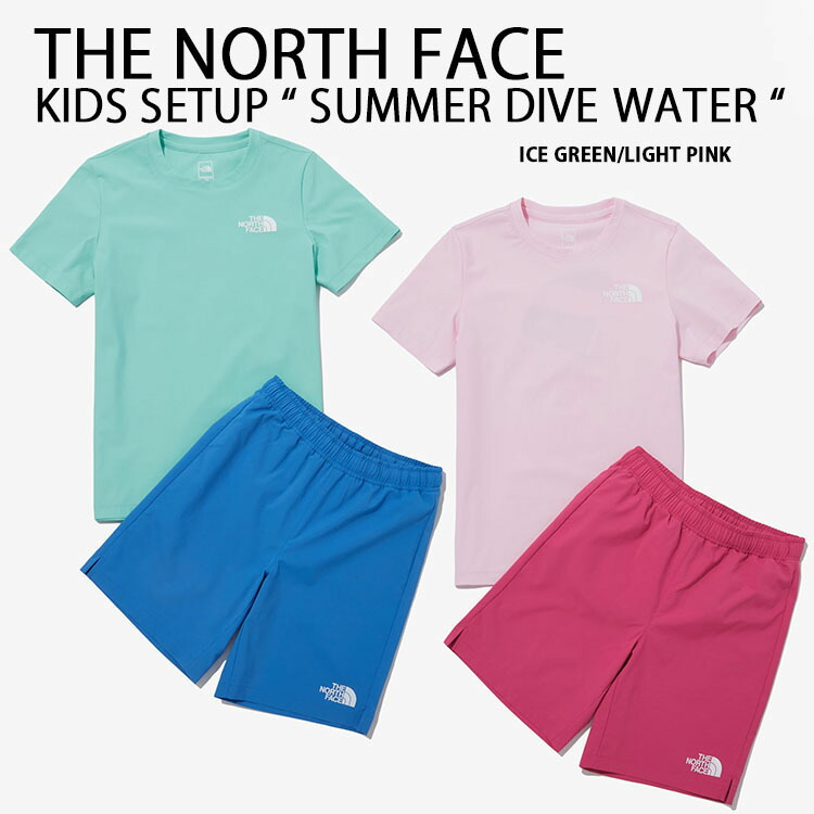 THE NORTH FACE ノースフェイス キッズ セットアップ K'S SUMMER DIVE WATER SET Tシャツ 水着 ハーフパンツ UVカット 冷感素材 BLUE GREEN PINK インナーパンツ付き 水遊び マリンスポーツ サーフィン キッズ用 ジュニア用 NT7UP14S/U【中古】未使用品｜セレクトショップ a-clo