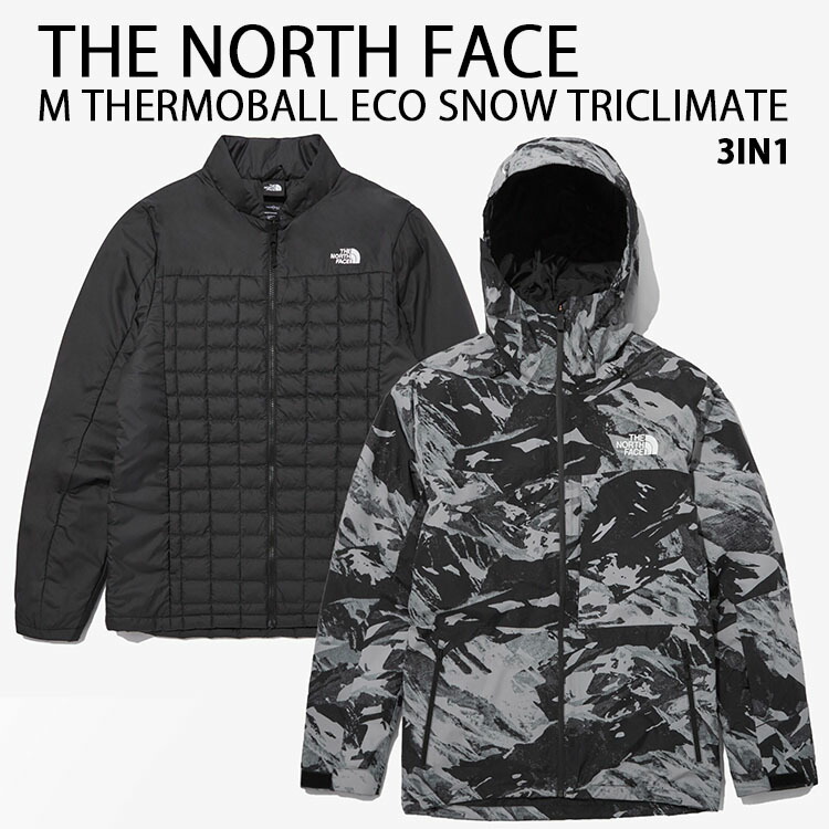 THE NORTH FACE ノースフェイス マウンテンパーカー インナージャケット付き M THERMOBALL ECO SNOW TRICLIMATE 3イン1 マウンテンジャケット フーディー メンズ レディース NJ2YN51A【中古】未使用品